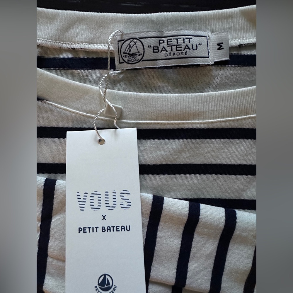 Petit Bateau Black and White Striped Shirt Medium - Picture 4 of 11